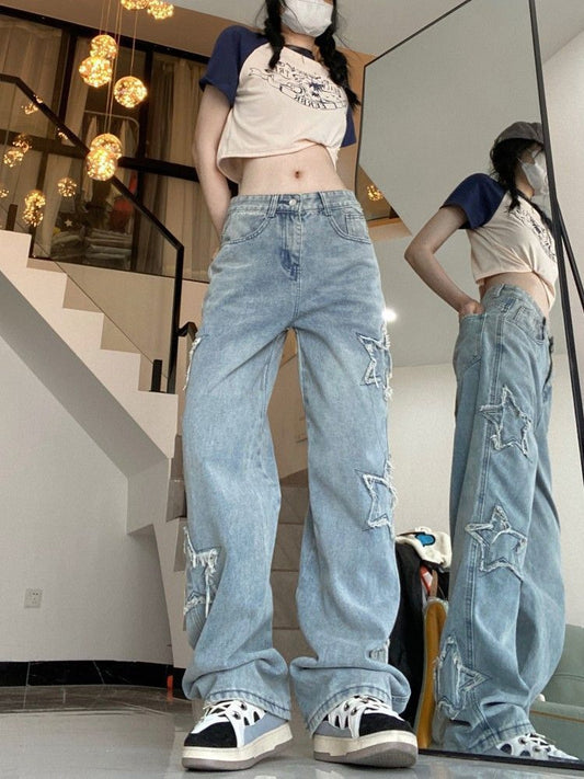 Women's Retro Denim Jeans: High Street Style