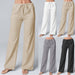 Women's Fashion Solid Color Loose Lace-up Cotton And Linen Straight-leg Pants