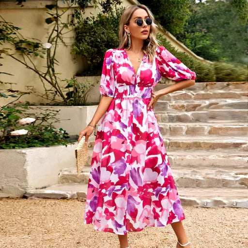 Stunning Floral Maxi Dress: Summer Beach Vacation Outfit