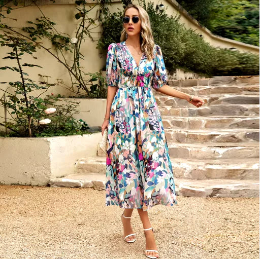 Stunning Floral Maxi Dress: Summer Beach Vacation Outfit