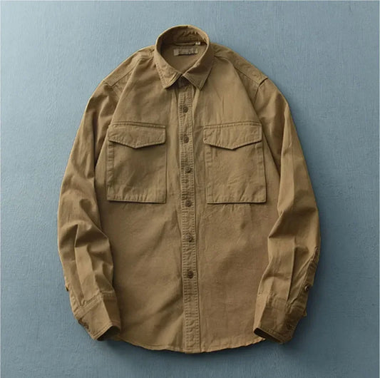 Korean Fashion Men's Loose Fit Long Sleeve Shirt - Casual & Comfortable