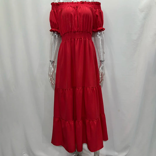2024 Women’s Off-Shoulder Ruffle Mini Dress – Summer Sexy A-Line Boho Sundress with Flare Sleeves