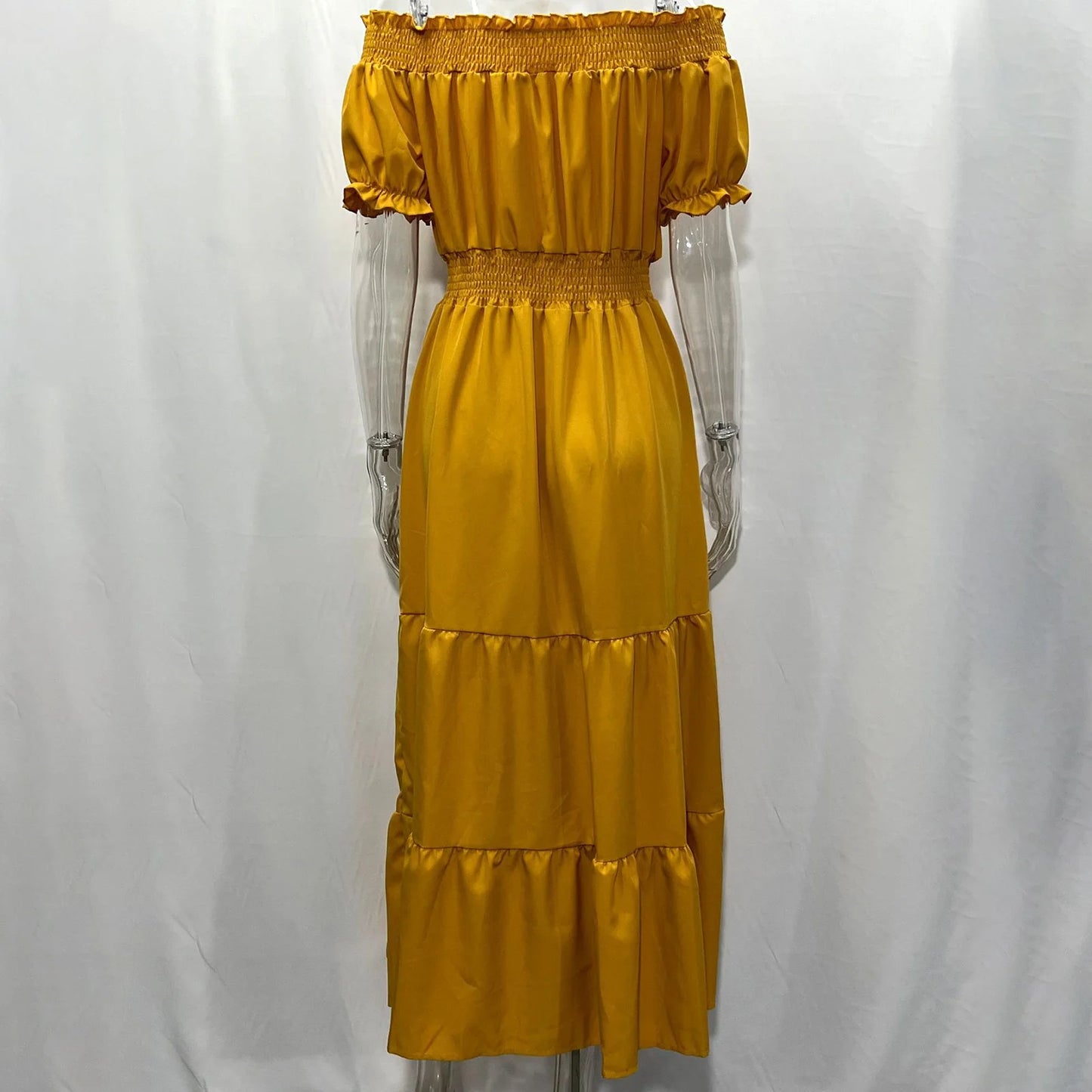 2024 Women’s Off-Shoulder Ruffle Mini Dress – Summer Sexy A-Line Boho Sundress with Flare Sleeves