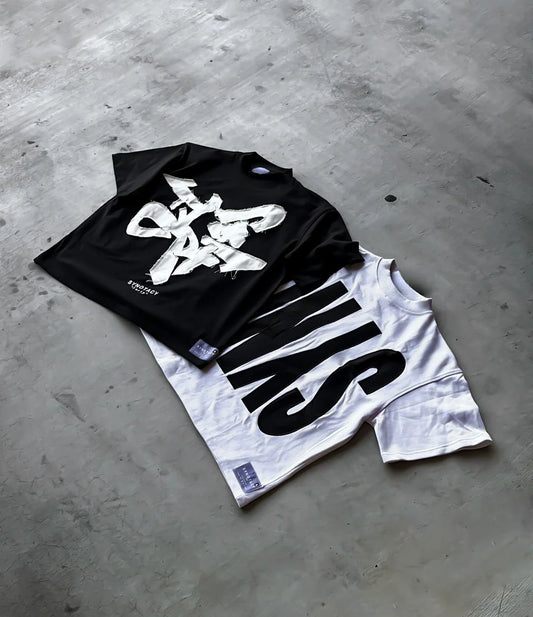 Oversized Y2K Graphic T-Shirt: Harajuku Patchwork Style