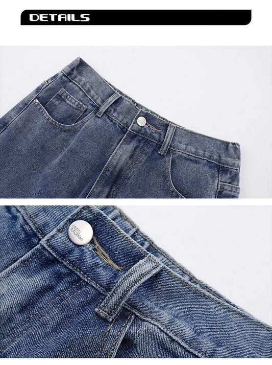 2025 New Korean Men’s Casual Wide-Leg Jeans – Classic Straight Fit Denim Pants
