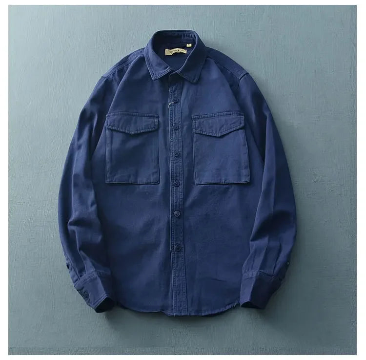 Korean Fashion Men's Loose Fit Long Sleeve Shirt - Casual & Comfortable