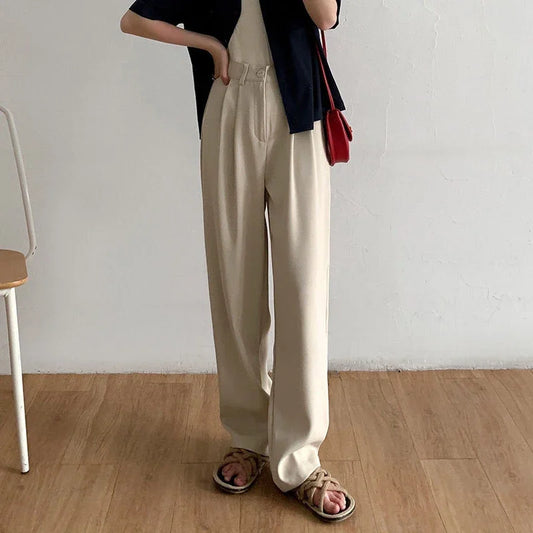 Women's High-Waist Black Straight Leg Pants: Stylish & Comfortable Office Trousers