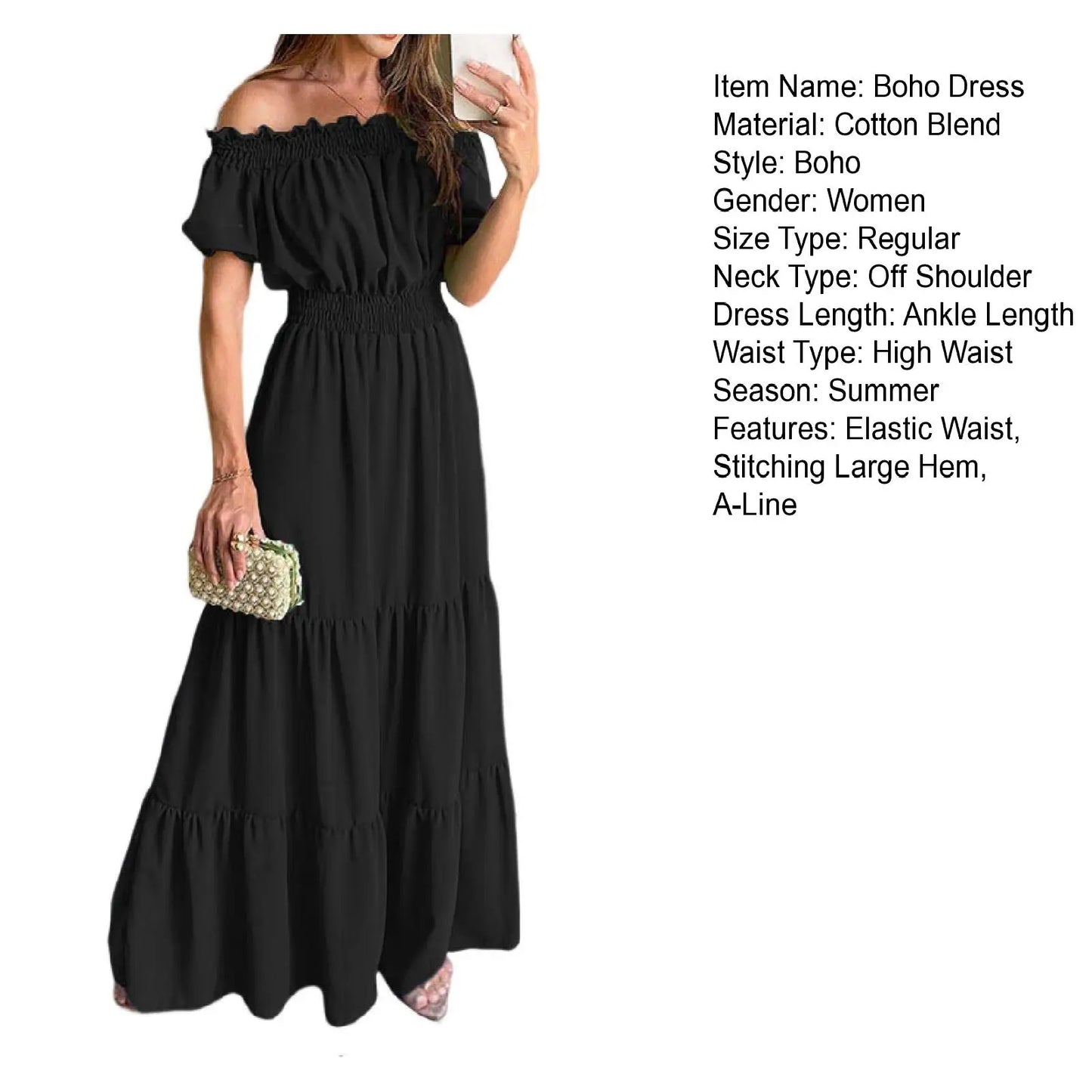 2024 Women’s Off-Shoulder Ruffle Mini Dress – Summer Sexy A-Line Boho Sundress with Flare Sleeves