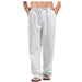 Men’s Cotton Linen Pants – Summer Breathable Casual Trousers with Elastic Waist & Pockets