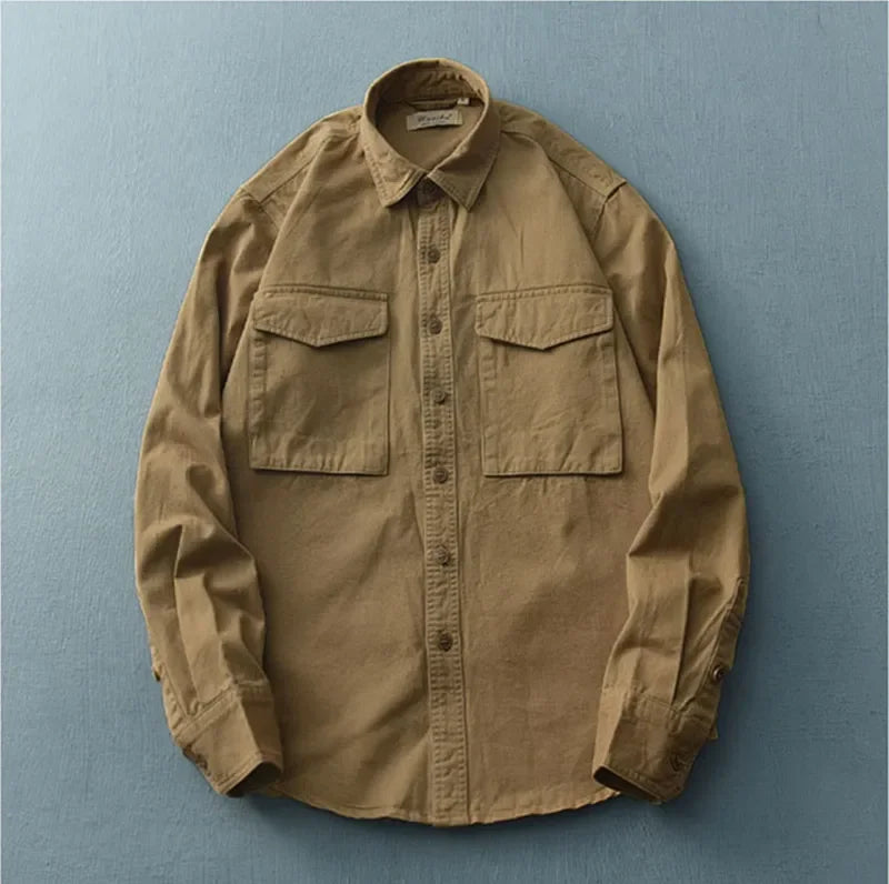 Korean Fashion Men's Loose Fit Long Sleeve Shirt - Casual & Comfortable