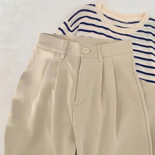 Women's High-Waist Black Straight Leg Pants: Stylish & Comfortable Office Trousers