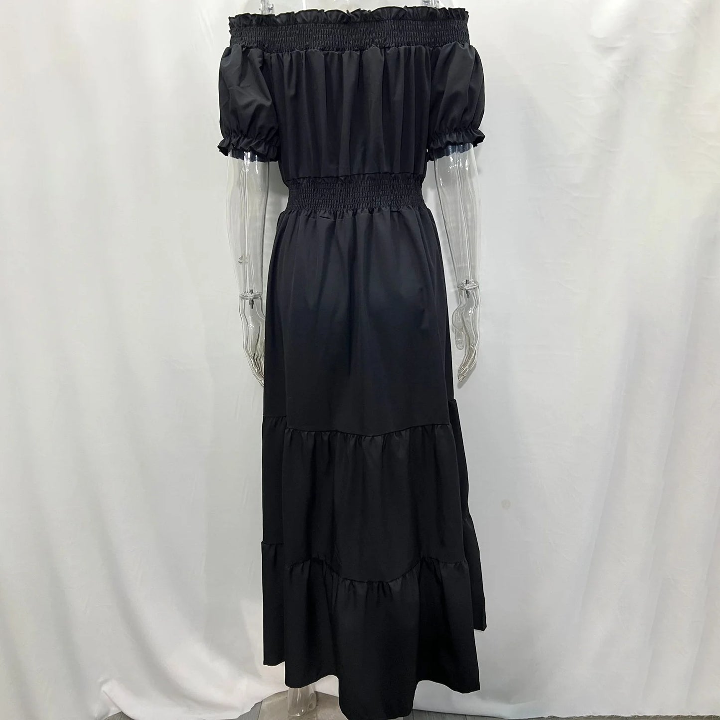 2024 Women’s Off-Shoulder Ruffle Mini Dress – Summer Sexy A-Line Boho Sundress with Flare Sleeves