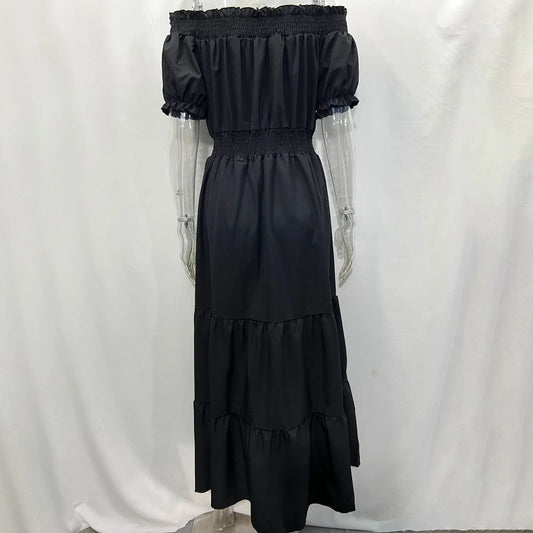 2024 Women’s Off-Shoulder Ruffle Mini Dress – Summer Sexy A-Line Boho Sundress with Flare Sleeves