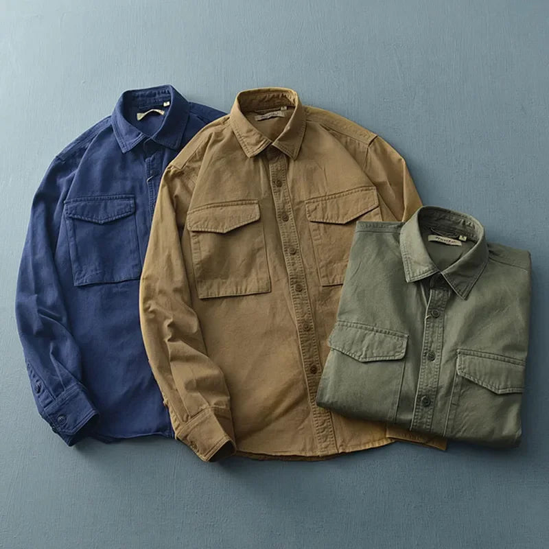 Korean Fashion Men's Loose Fit Long Sleeve Shirt - Casual & Comfortable