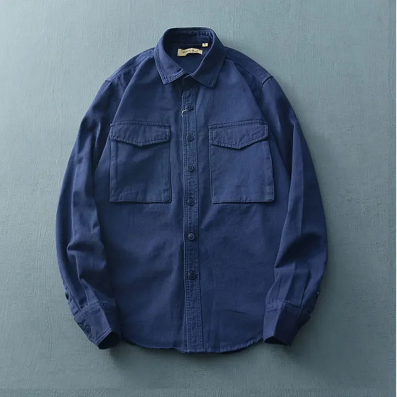 Korean Fashion Men's Loose Fit Long Sleeve Shirt - Casual & Comfortable