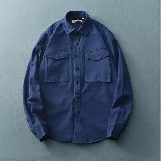 Korean Fashion Men's Loose Fit Long Sleeve Shirt - Casual & Comfortable