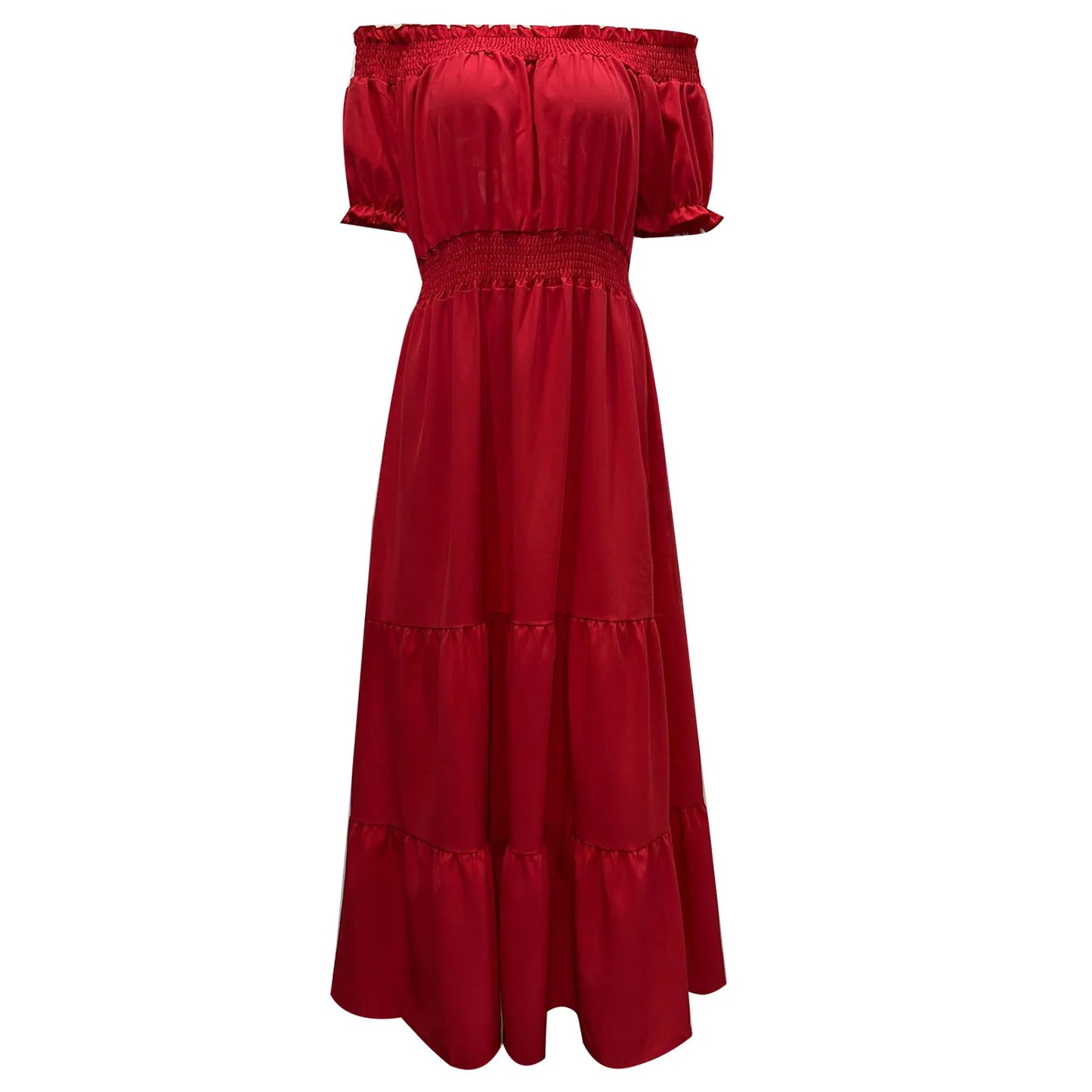 2024 Women’s Off-Shoulder Ruffle Mini Dress – Summer Sexy A-Line Boho Sundress with Flare Sleeves