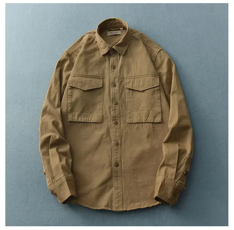 Korean Fashion Men's Loose Fit Long Sleeve Shirt - Casual & Comfortable