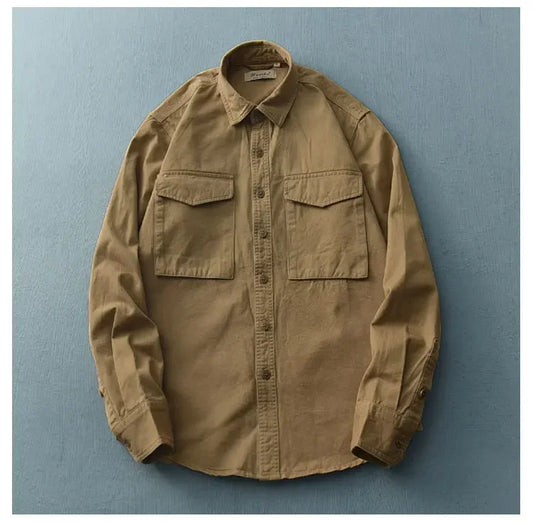 Korean Fashion Men's Loose Fit Long Sleeve Shirt - Casual & Comfortable