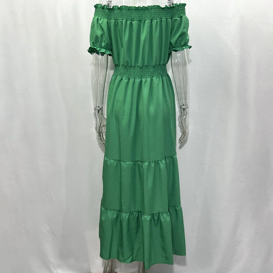 2024 Women’s Off-Shoulder Ruffle Mini Dress – Summer Sexy A-Line Boho Sundress with Flare Sleeves