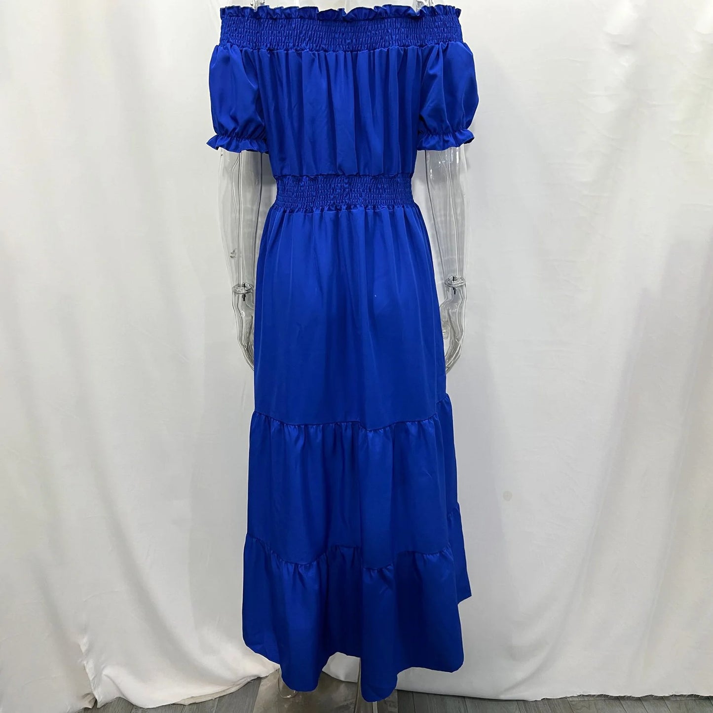 2024 Women’s Off-Shoulder Ruffle Mini Dress – Summer Sexy A-Line Boho Sundress with Flare Sleeves