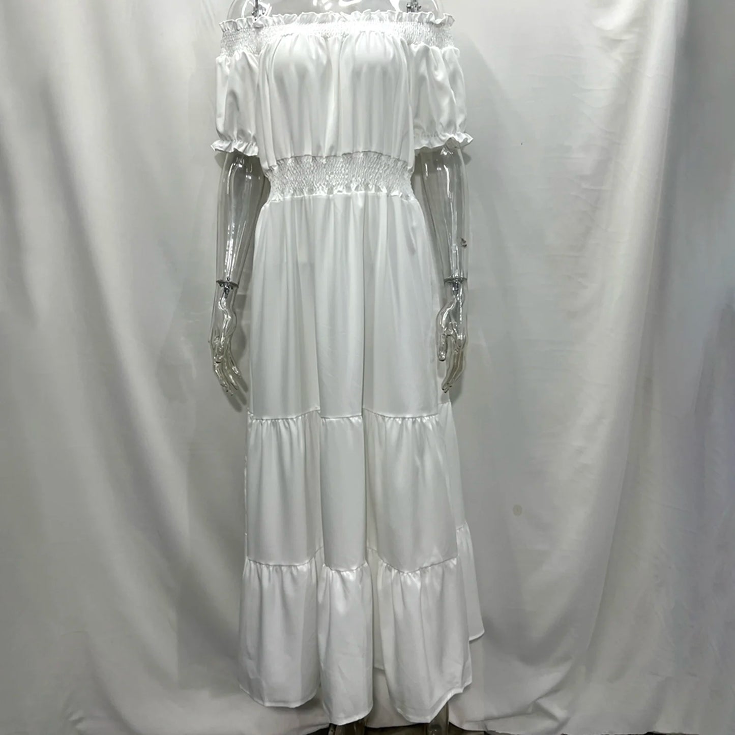 2024 Women’s Off-Shoulder Ruffle Mini Dress – Summer Sexy A-Line Boho Sundress with Flare Sleeves