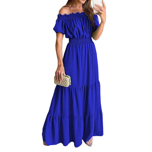 2024 Women’s Off-Shoulder Ruffle Mini Dress – Summer Sexy A-Line Boho Sundress with Flare Sleeves