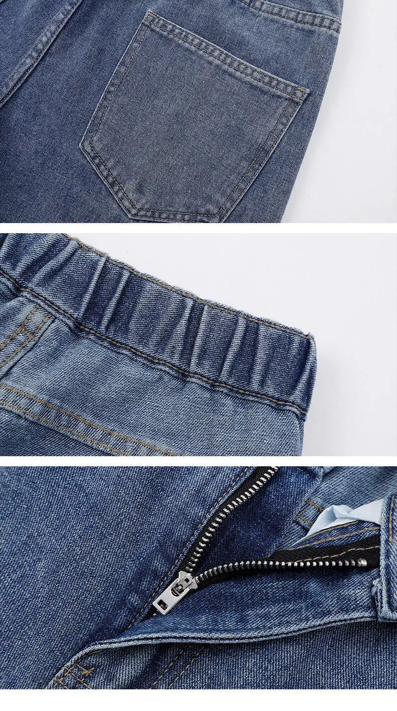 2025 New Korean Men’s Casual Wide-Leg Jeans – Classic Straight Fit Denim Pants
