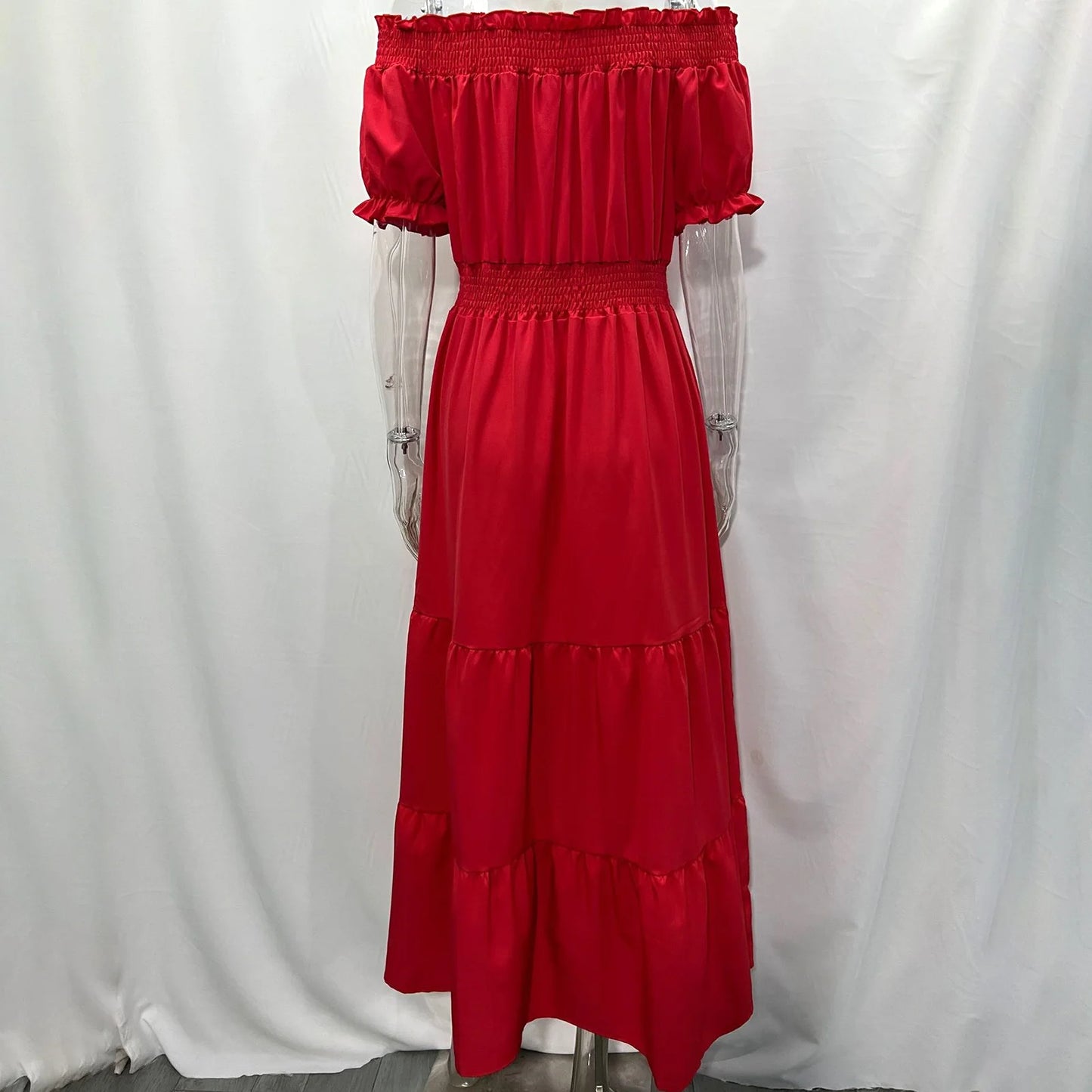 2024 Women’s Off-Shoulder Ruffle Mini Dress – Summer Sexy A-Line Boho Sundress with Flare Sleeves