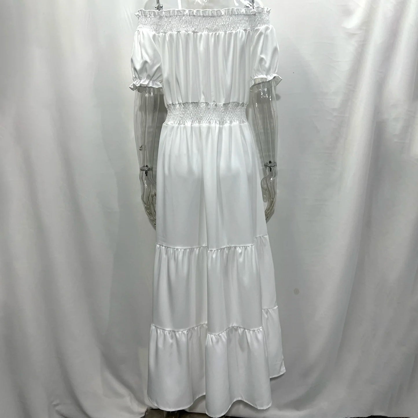 2024 Women’s Off-Shoulder Ruffle Mini Dress – Summer Sexy A-Line Boho Sundress with Flare Sleeves