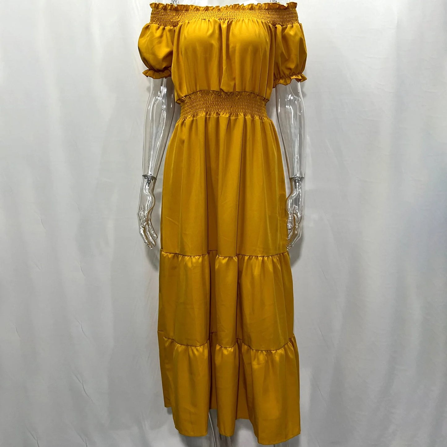 2024 Women’s Off-Shoulder Ruffle Mini Dress – Summer Sexy A-Line Boho Sundress with Flare Sleeves
