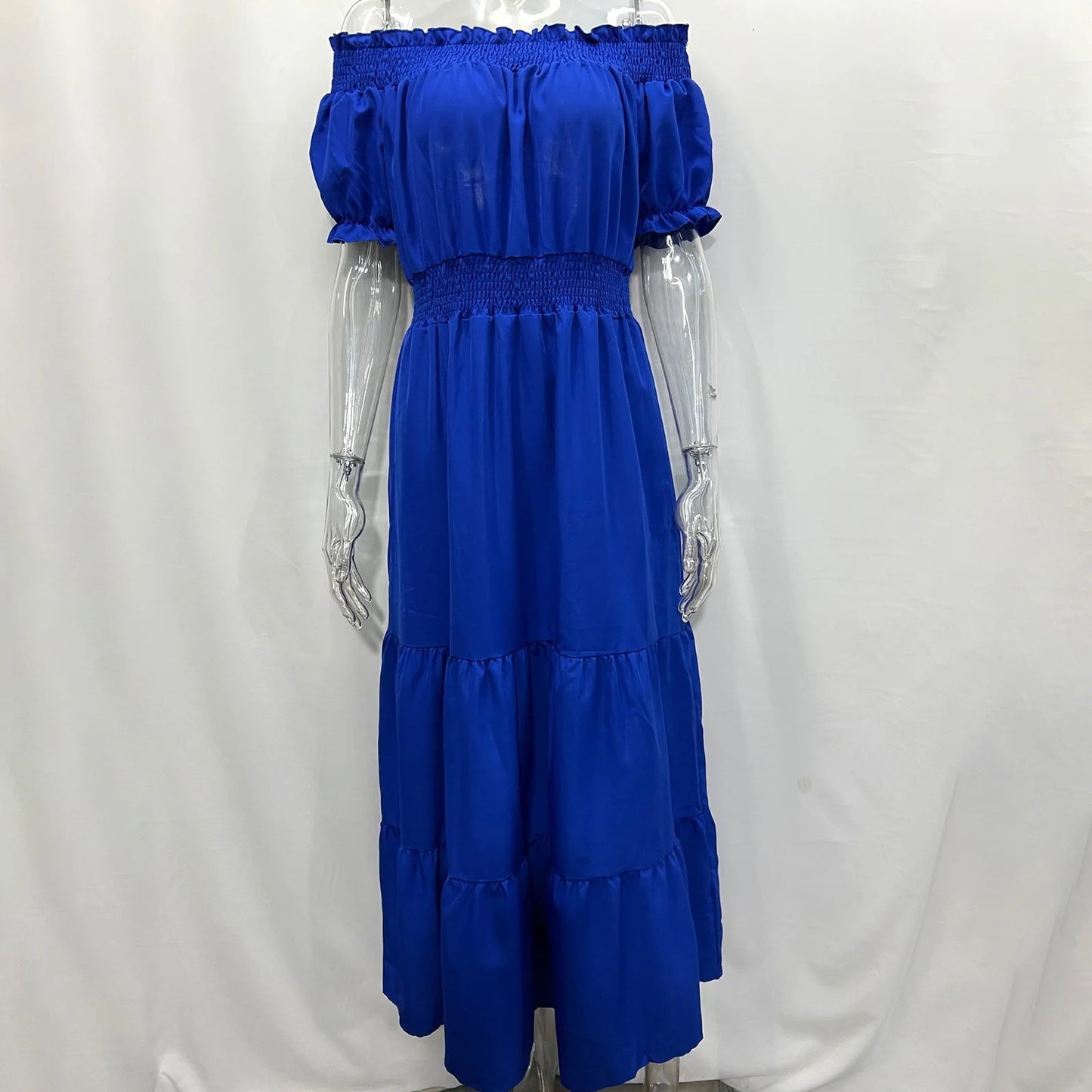 2024 Women’s Off-Shoulder Ruffle Mini Dress – Summer Sexy A-Line Boho Sundress with Flare Sleeves
