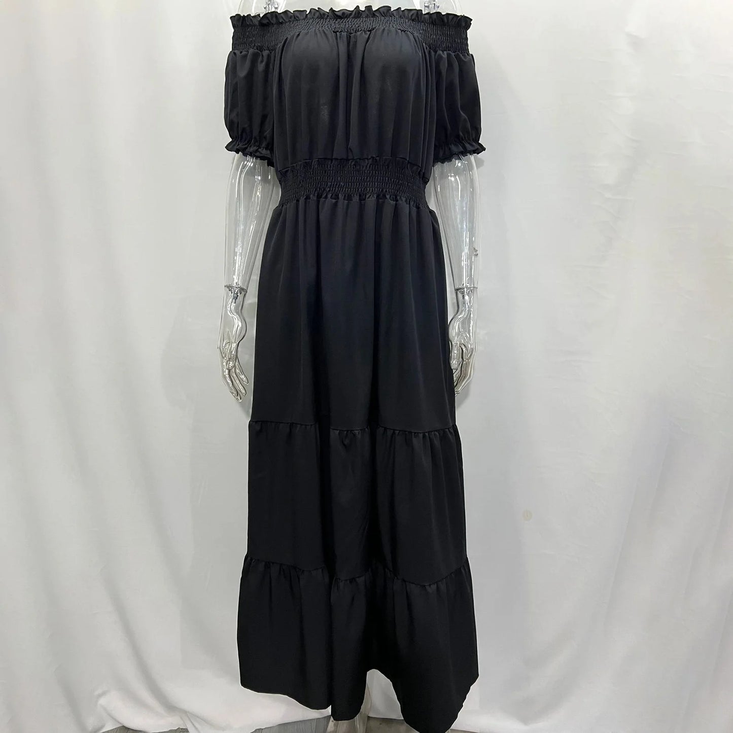 2024 Women’s Off-Shoulder Ruffle Mini Dress – Summer Sexy A-Line Boho Sundress with Flare Sleeves