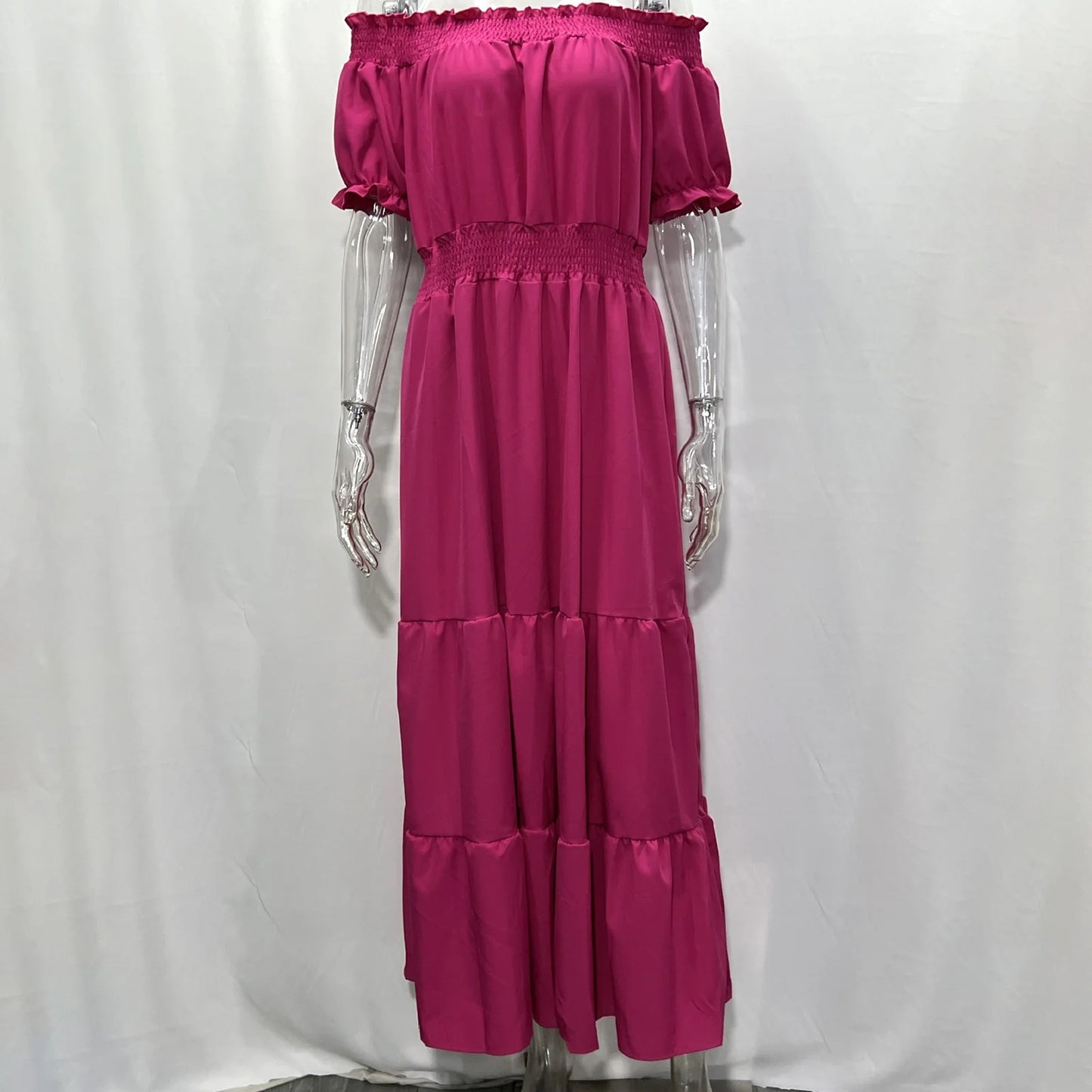 2024 Women’s Off-Shoulder Ruffle Mini Dress – Summer Sexy A-Line Boho Sundress with Flare Sleeves