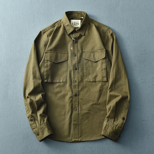 Korean Fashion Men's Loose Fit Long Sleeve Shirt - Casual & Comfortable