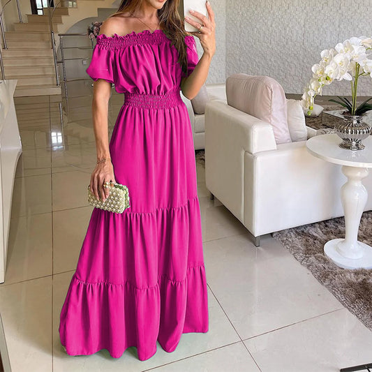 2024 Women’s Off-Shoulder Ruffle Mini Dress – Summer Sexy A-Line Boho Sundress with Flare Sleeves
