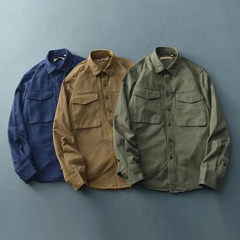 Korean Fashion Men's Loose Fit Long Sleeve Shirt - Casual & Comfortable