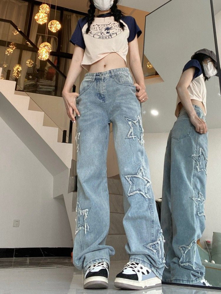 Women's Retro Denim Jeans: High Street Style